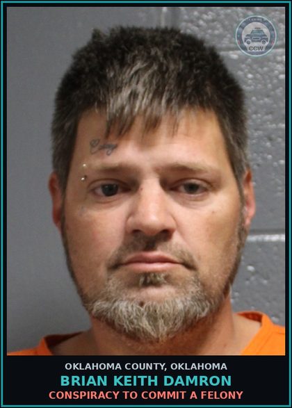 CCW arrest card for Brian Keith Damron in Oklahoma County: GRAND LARCENY