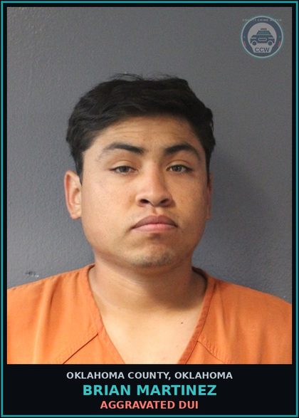CCW arrest card for Brian Martinez in Oklahoma County: UNSAFE LANE USE