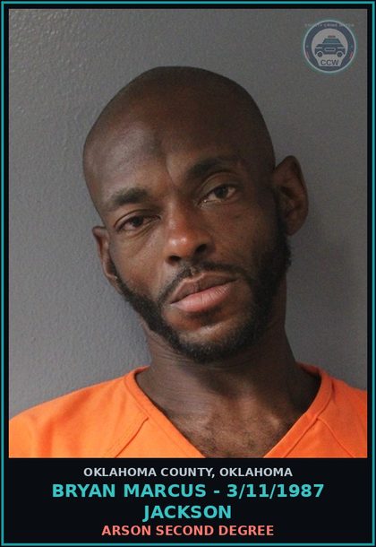 CCW arrest card for Bryan Marcus - 3/11/1987 Jackson in Oklahoma County: ARSON SECOND DEGREE