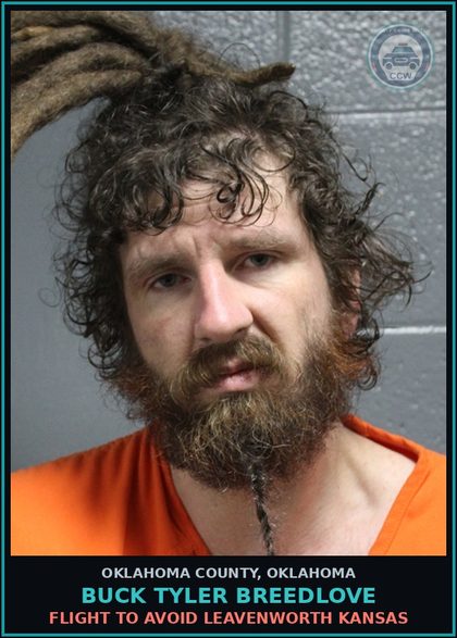 CCW arrest card for Buck Tyler Breedlove in Oklahoma County: FLIGHT TO AVOID LEAVENWORTH KANSAS