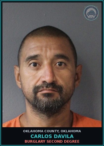 CCW arrest card for Carlos Davila in Oklahoma County: BURGLARY SECOND DEGREE