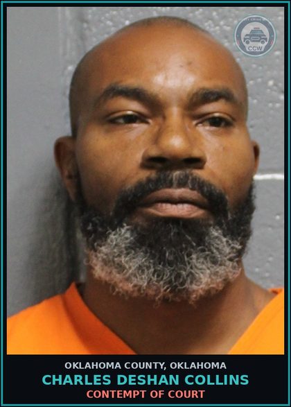 CCW arrest card for Charles Deshan Collins in Oklahoma County: CONTEMPT OF COURT