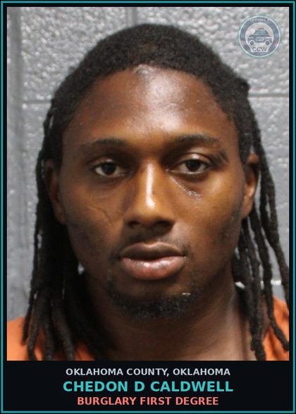 CCW arrest card for Chedon D Caldwell in Oklahoma County: THREATEN TO PERFORM ACT OF VIOLENCE