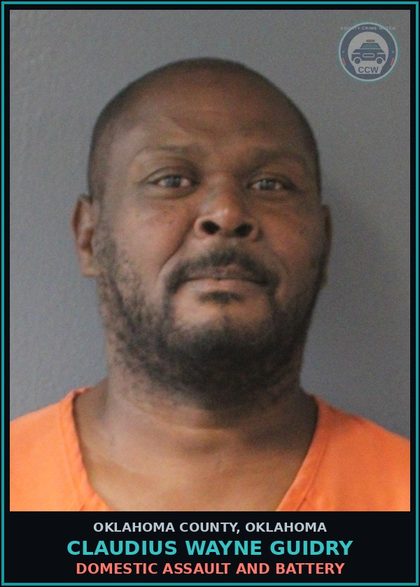 CCW arrest card for Claudius Wayne Guidry in Oklahoma County: PLAN, ATTEMPT, CONSPIRE TO PERFORM ACT OF VIOLENCE
