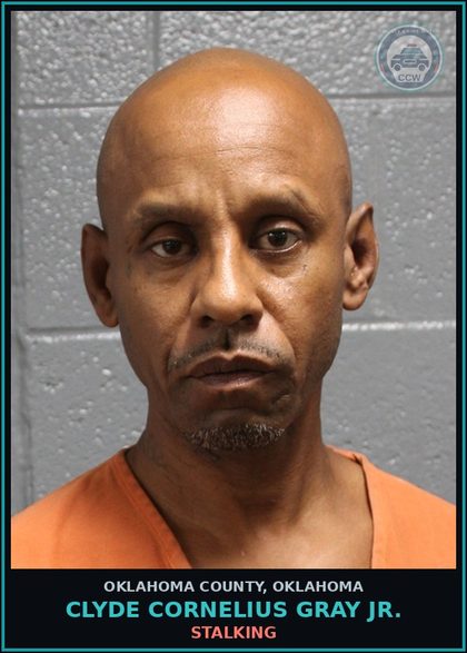 CCW arrest card for Clyde Cornelius Gray Jr. in Oklahoma County: STALKING