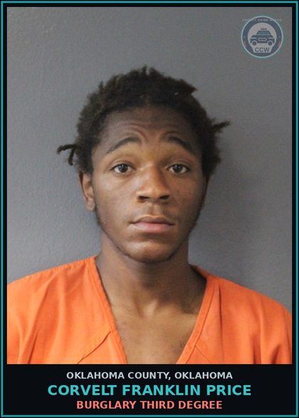 CCW arrest card for Corvelt Franklin Price in Oklahoma County: MINOR IN POSSESSION OF INTOXICATING BEVERAGE