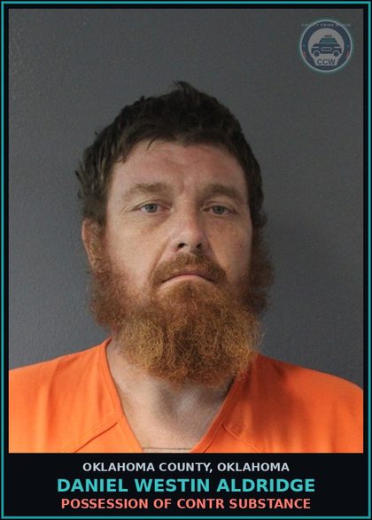 CCW arrest card for Daniel Westin Aldridge in Oklahoma County: ENDANGERING OTHERS WHILE ELUDING POLICE OFFICER
