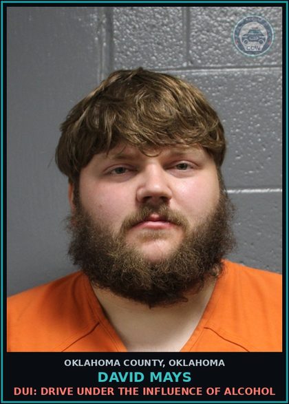 CCW arrest card for David Mays in Oklahoma County: UNSAFE LANE USE
