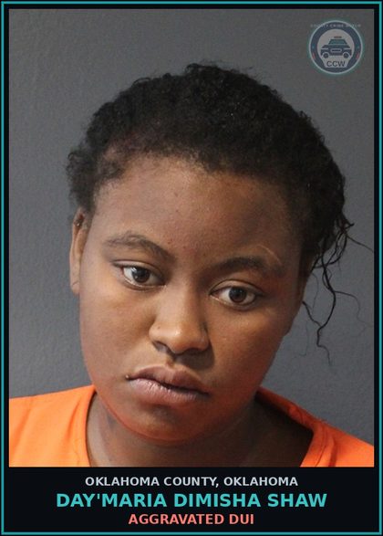 CCW arrest card for Day'Maria Dimisha Shaw in Oklahoma County: FAILURE TO STOP AT RED LIGHT