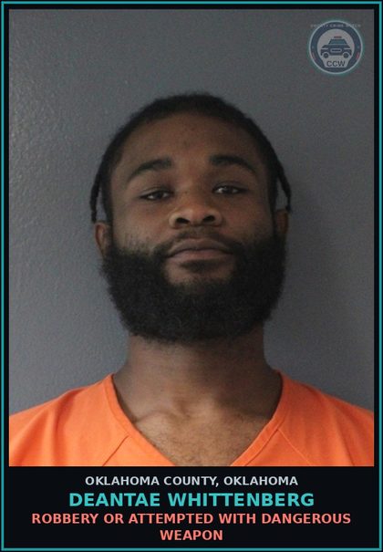 CCW arrest card for Deantae Whittenberg in Oklahoma County: CARRY OR POSSESS FIREARM BY CONVICTED FELON
