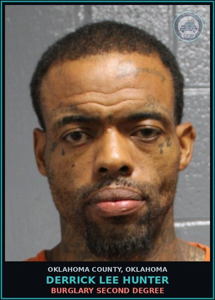CCW arrest card for Derrick Lee Hunter in Oklahoma County: DOMESTIC ASSAULT AND BATTERY RESULTING IN GREAT BODILY HARM