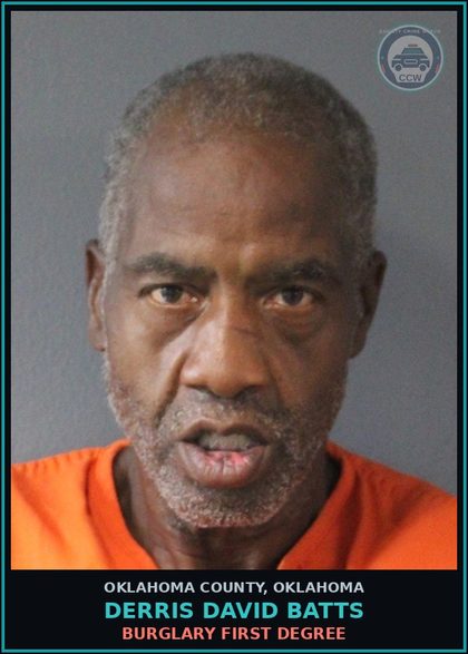 CCW arrest card for Derris David Batts in Oklahoma County: PLAN, ATTEMPT, CONSPIRE TO PERFORM ACT OF VIOLENCE