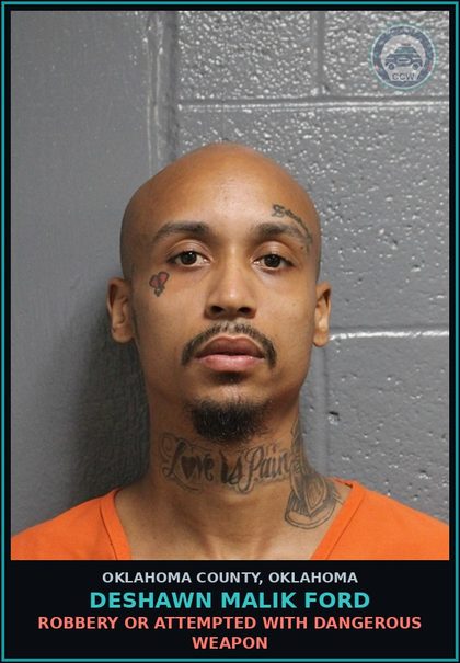CCW arrest card for Deshawn Malik Ford in Oklahoma County: CARRY OR POSSESS FIREARM BY CONVICTED FELON
