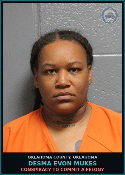 CCW arrest card for Desma Evon Mukes in Oklahoma County: GRAND LARCENY