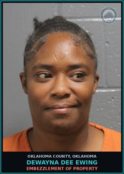 CCW arrest card for Dewayna Dee Ewing in Oklahoma County: EMBEZZLEMENT OF PROPERTY