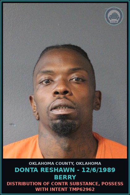 CCW arrest card for Donta Reshawn - 12/6/1989 Berry in Oklahoma County: DISTRIBUTION OF contr substance, POSSESS WITH INTENT TMP62962