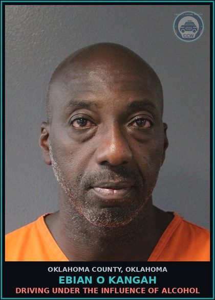 CCW arrest card for Ebian O Kangah in Oklahoma County: DRIVING UNDER THE INFLUENCE OF ALCOHOL