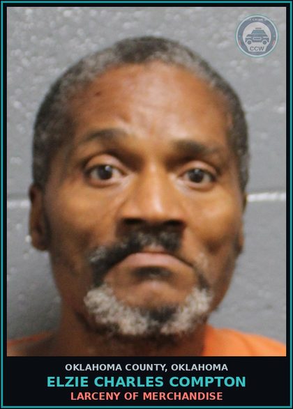 CCW arrest card for Elzie Charles Compton in Oklahoma County: TRESPASSING ON PRIVATE PROPERTY