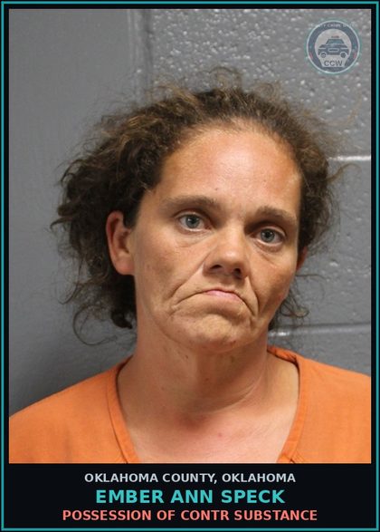 CCW arrest card for Ember Ann Speck in Oklahoma County: TAKING OR RECEIVING TAKEN CREDIT CARD