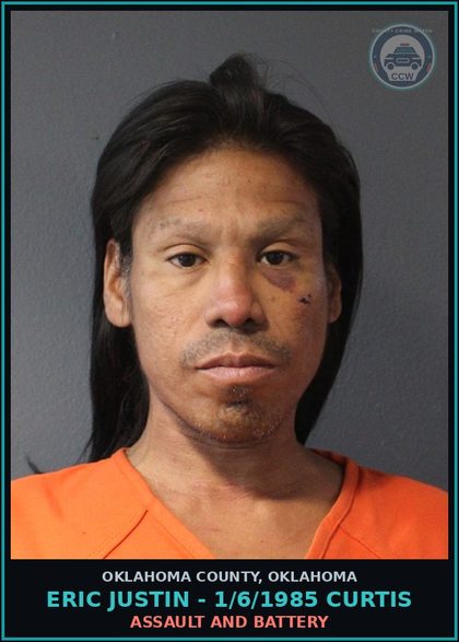 CCW arrest card for Eric Justin - 1/6/1985 Curtis in Oklahoma County: THREATEN TO PERFORM ACT OF VIOLENCE