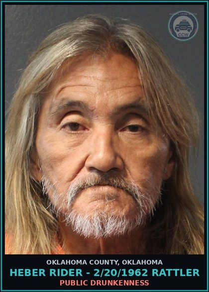 CCW arrest card for Heber Rider - 2/20/1962 Rattler in Oklahoma County: PUBLIC DRUNKENNESS