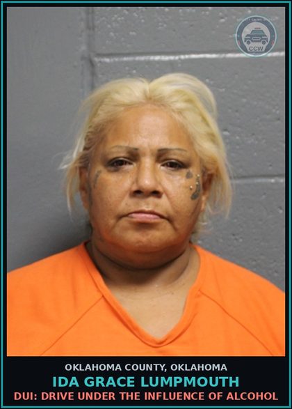 CCW arrest card for Ida Grace Lumpmouth in Oklahoma County: ENGAGING IN Prosti, LEWDNESS OR ASSIGNATION