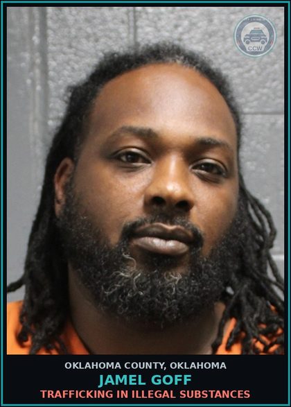 CCW arrest card for Jamel Goff in Oklahoma County: UNSAFE LANE USE