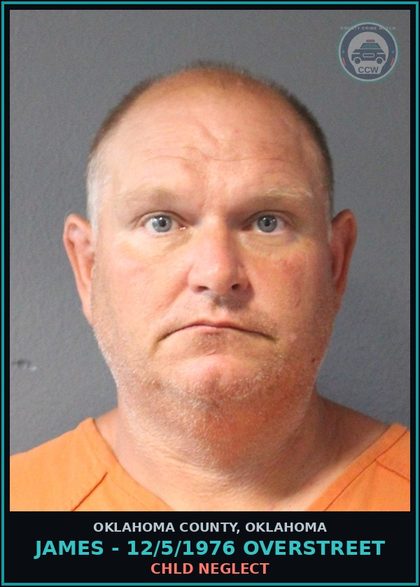 CCW arrest card for James - 12/5/1976 Overstreet in Oklahoma County: chld NEGLECT