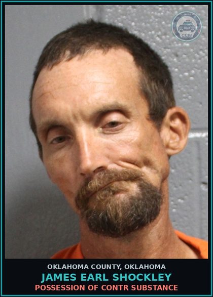 CCW arrest card for James Earl Shockley in Oklahoma County: GRAND LARCENY