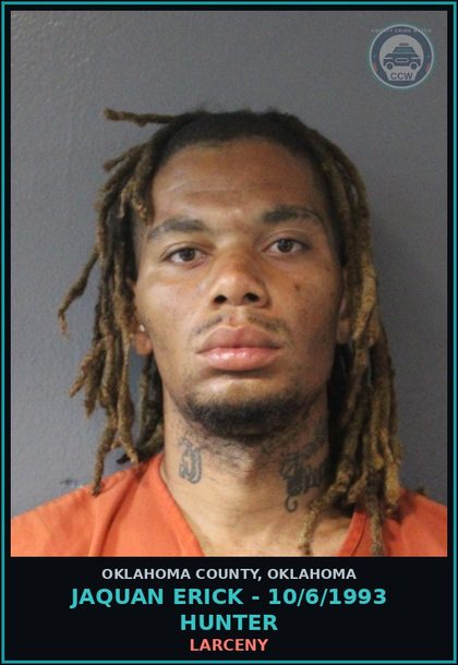 CCW arrest card for Jaquan Erick - 10/6/1993 Hunter in Oklahoma County: DRIVING UNDER SUSPENSION
