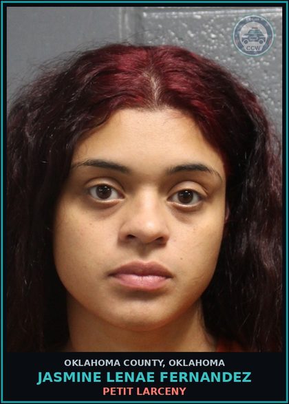 CCW arrest card for Jasmine Lenae Fernandez in Oklahoma County: PETIT LARCENY