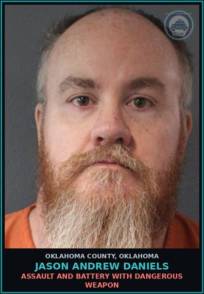 CCW arrest card for Jason Andrew Daniels in Oklahoma County: EXTORTION