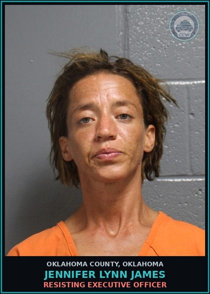 CCW arrest card for Jennifer Lynn James in Oklahoma County: RECEIVE, POSSESS OR CONCEAL STOLEN PROPERTY