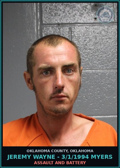 CCW arrest card for Jeremy Wayne - 3/1/1994 Myers in Oklahoma County: ASSAULT AND BATTERY