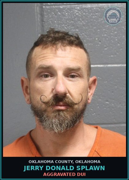 CCW arrest card for Jerry Donald Splawn in Oklahoma County: UNSAFE LANE USE