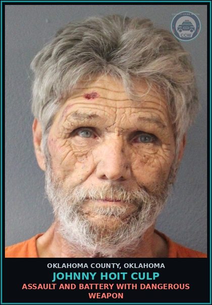 CCW arrest card for Johnny Hoit Culp in Oklahoma County: ASSAULT AND BATTERY WITH DANGEROUS WEAPON
