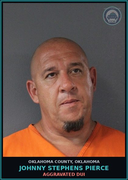 CCW arrest card for Johnny Stephens Pierce in Oklahoma County: FORGERY II / FORGERY III