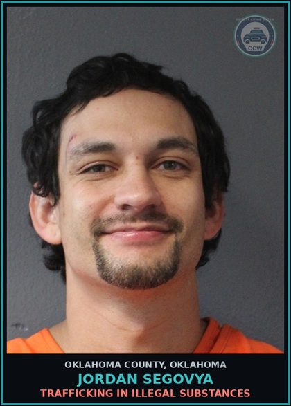 CCW arrest card for Jordan Segovya in Oklahoma County: CARRY OR POSSESS FIREARM BY CONVICTED FELON