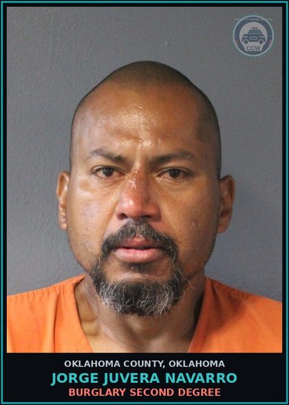 CCW arrest card for Jorge Juvera Navarro in Oklahoma County: BURGLARY SECOND DEGREE