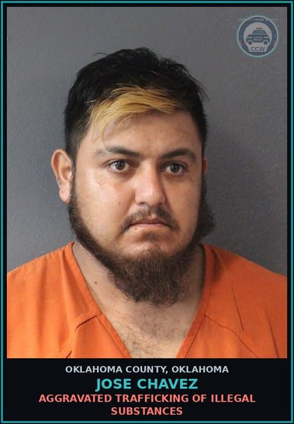 CCW arrest card for Jose Chavez in Oklahoma County: AGGRAVATED TRAFFICKING OF ILLEGAL DRUGS