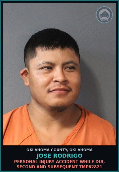 CCW arrest card for Jose Rodrigo in Oklahoma County: TRANSPORTING OPEN CONTAINER - BEER