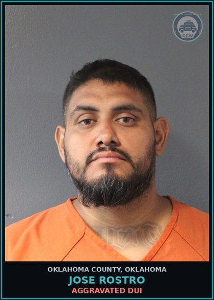 CCW arrest card for Jose Rostro in Oklahoma County: FAILURE TO STOP AT STOP SIGN