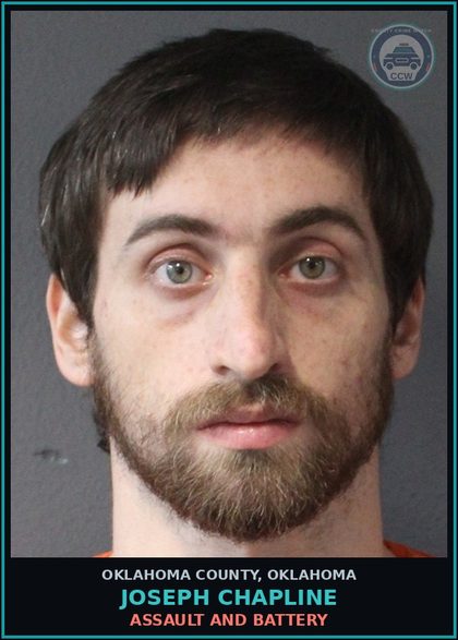 CCW arrest card for Joseph Chapline in Oklahoma County: ASSAULT AND BATTERY