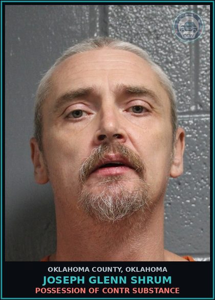 CCW arrest card for Joseph Glenn Shrum in Oklahoma County: LEAVING SCENE OF ACCIDENT DAMAGED FIXTURE