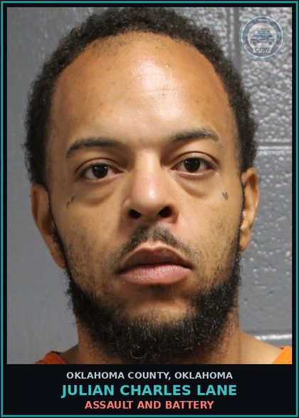 CCW arrest card for Julian Charles Lane in Oklahoma County: ASSAULT AND BATTERY