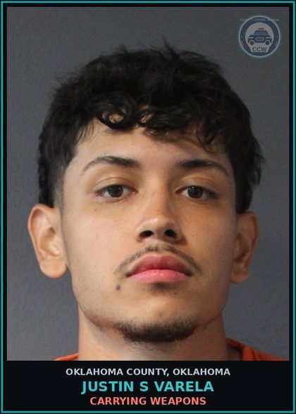 CCW arrest card for Justin S Varela in Oklahoma County: MINOR IN POSSESSION OF TOBACCO