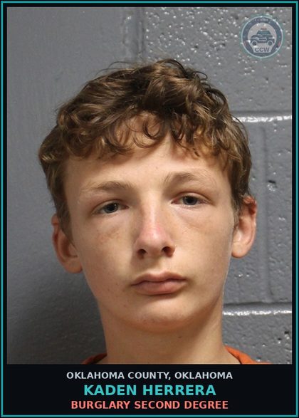 CCW arrest card for Kaden Herrera in Oklahoma County: BURGLARY SECOND DEGREE