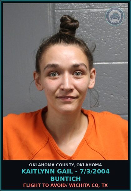 CCW arrest card for Kaitlynn Gail - 7/3/2004 Buntich in Oklahoma County: FLIGHT TO AVOID/ WICHITA CO, TX