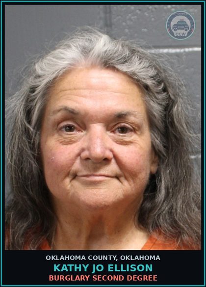CCW arrest card for Kathy Jo Ellison in Oklahoma County: BURGLARY SECOND DEGREE