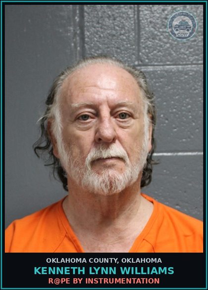 CCW arrest card for Kenneth Lynn Williams in Oklahoma County: r@pe BY INSTRUMENTATION